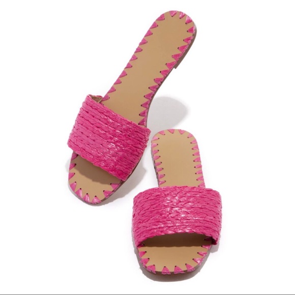 SOLD OUT CLEARANCE Fuchsia Woven Summer Slip On Sandals - Picture 2 of 3